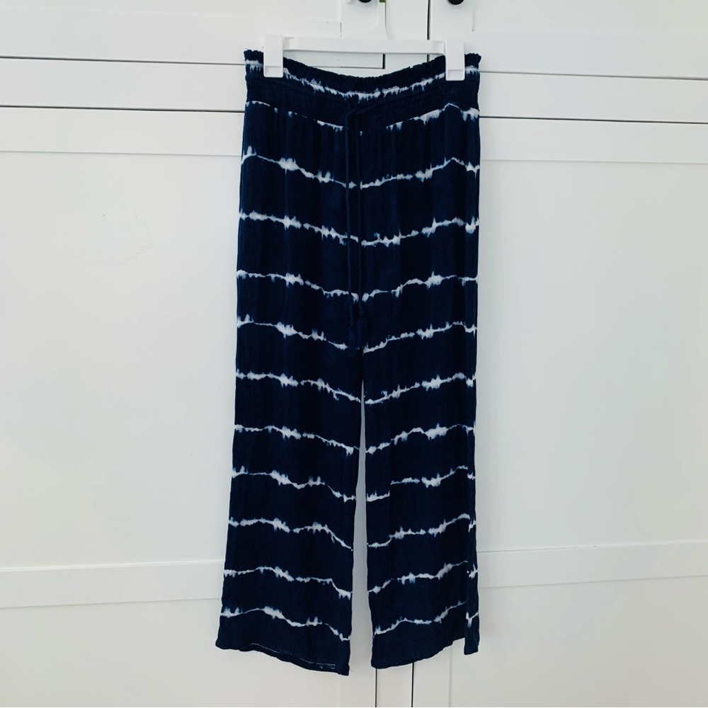 INC Blue Tie Dye High Waist Flare Pants Size Medium